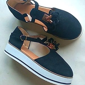 Black velvet Womens Platform Sandal shoes